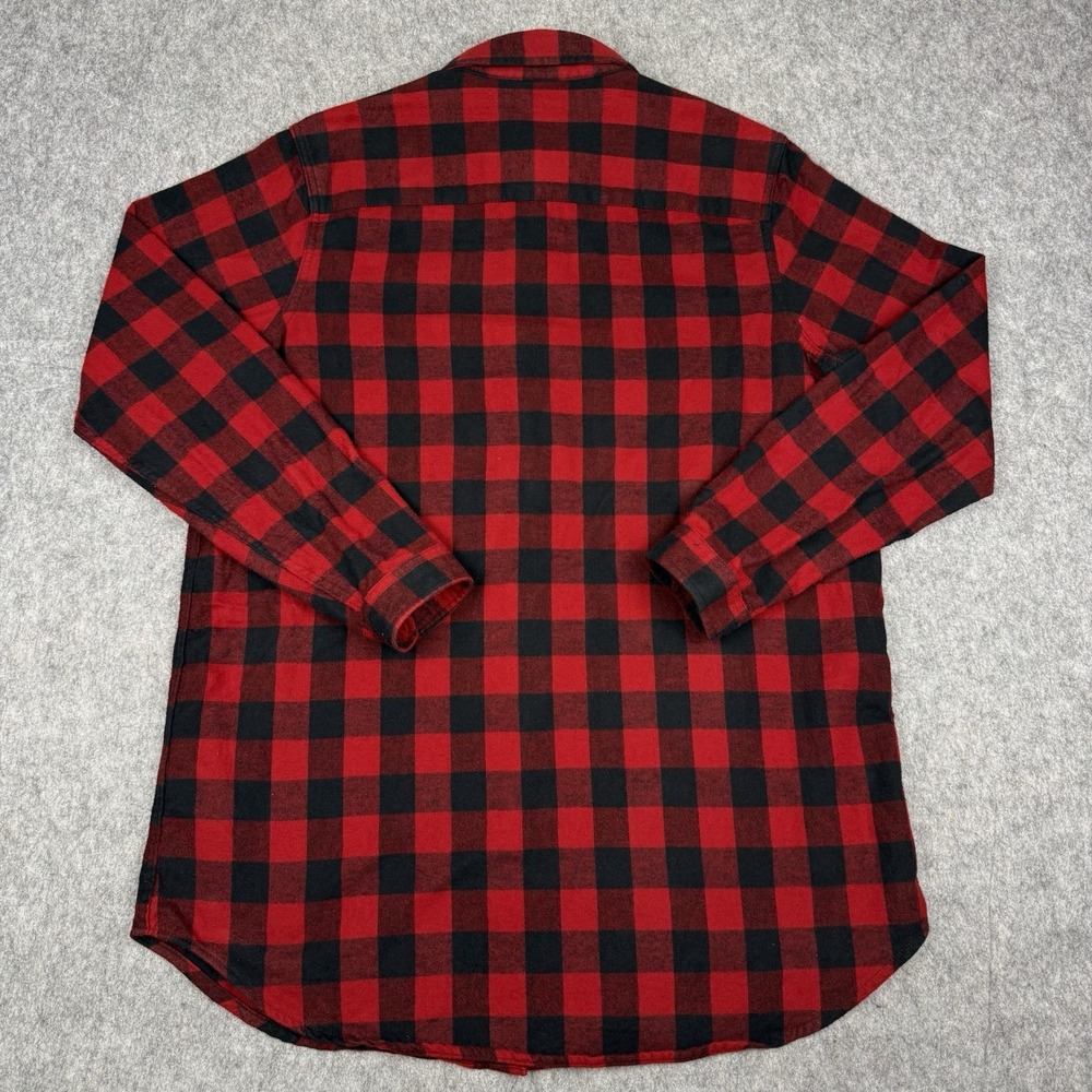 LL BEAN Scotch Plaid Flannel Shirt Women's Large Red Black Buffalo Check Relaxed - Picture 10 of 11